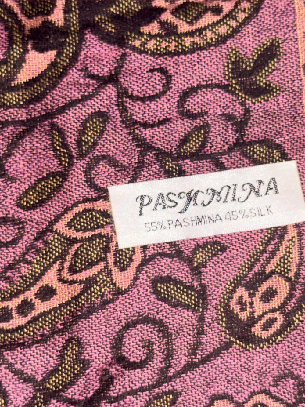 Pashmina Silk Pink Paisley Scarf - Women's Accessory